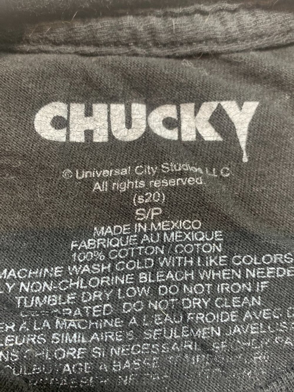 Chucky Horror Graphic Tee Black Movie Shirt Neon Purple Blue Size L - Picture 7 of 7
